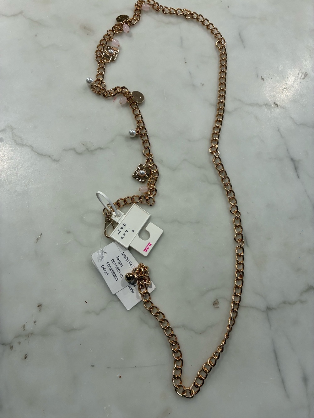 NWT A New Day Charm Chain Belt Sz XL/XXL Faux Gold Tone Chain
